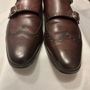 Brown Leather Double Monk Strap Oxfords